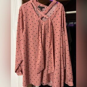 Polka Dot Blouse - Pink and Black Lane Bryant 26/28